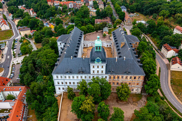 Fototapeta na wymiar Museum Schloss Neu-Augustusburg in Weißenfels - Luftbildaufnahmen