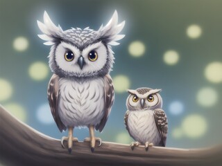 Obraz premium Cute Owl, Generative AI Illustration