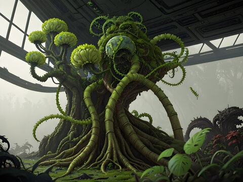 Alien Plant Life, Generative AI Illustration