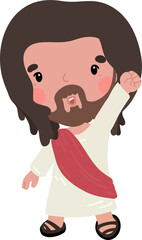 Encourage Of Jesus Christ Cute  Cartoon Illustration Design