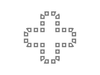 health red cross icon symbol, red cross abstract shape style