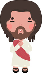 Jesus Pray Cute Cartoon Illustration Design
