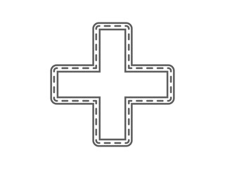 health red cross icon symbol, red cross with dotted line