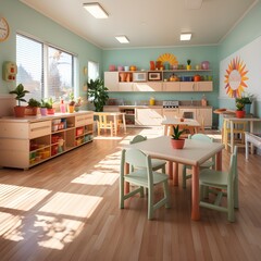 Children daycare center playroom interior design - obrazy, fototapety, plakaty