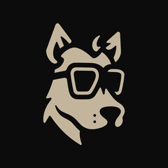 Dog Head with Glasses Logo Illustration