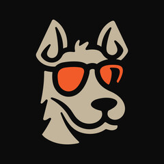 Dog Head with Glasses Logo Illustration