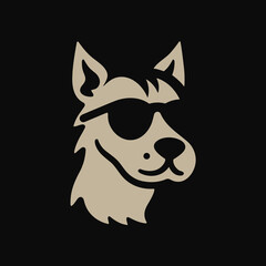 Dog Head with Glasses Logo Illustration
