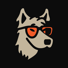 Dog Head with Glasses Logo Illustration