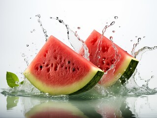 Watermelon with water splash. Generative ai