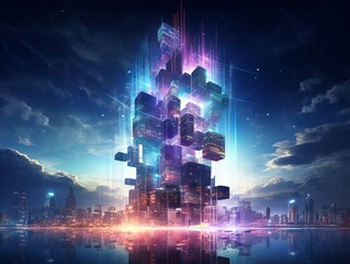 High building concept art for technology and business. Generative ai