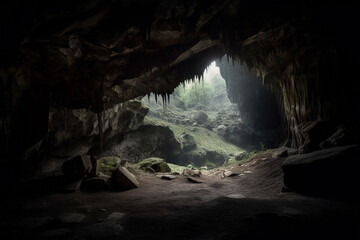 Interior view of a beautiful cave, Generative AI