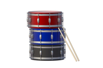 Fototapeta na wymiar Stack of drums isolated on white background. 3d render