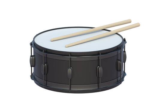 Drum isolated on white background. Percussion musical instrument. 3d render