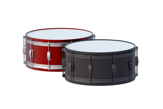Acoustic drums isolated on white background. 3d render