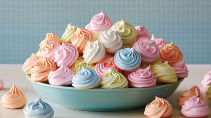 The beauty of meringues, with their elegant peaks and delicate texture. Generative AI