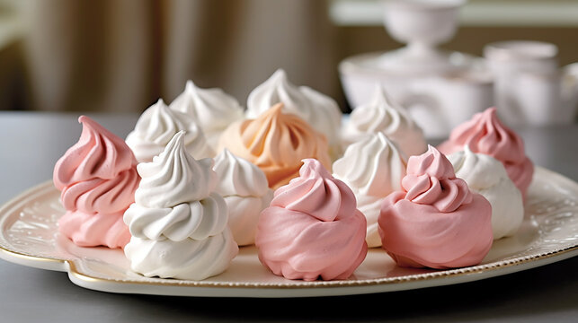 The beauty of meringues, with their elegant peaks and delicate texture. Generative AI
