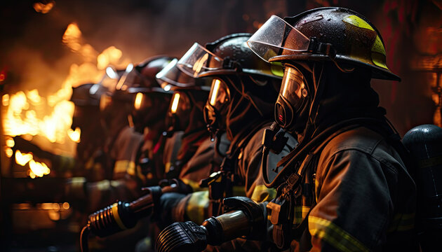  firefighters embody bravery and selflessness as they battle to protect lives and property.ai generative