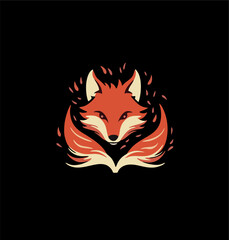 fox flat logo illustration design. fox head silhouette icon