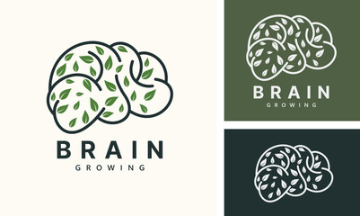 Brain tree logo design inspiration vector icon