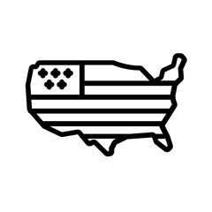 Black line icon for United states
