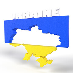 Obraz premium UKRAINE MAP WITH 3D CONCRETE UKRAINE COLORS