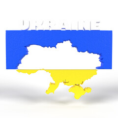 UKRAINE MAP WITH 3D CONCRETE UKRAINE COLORS