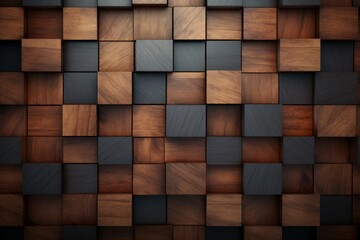 Lattice tiles wood cubes. Generate Ai