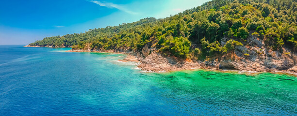 Landsape view of Thassos in Greece, Europe. Thasos island in summer