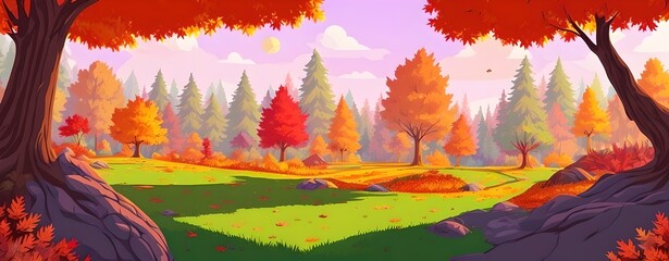 Obraz na płótnie Canvas Forest game background, generative ai