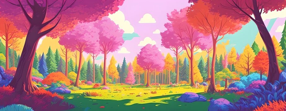 Forest game background, generative ai