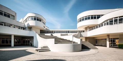 Obraz premium Public shcool building exterior, generative ai