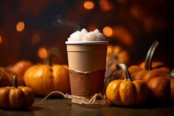 Pumpkin spice latte, takeaway coffee, generative ai
