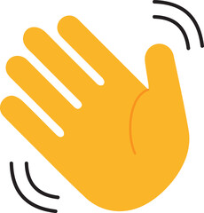 Waving hand isolated on white background. A sign of greeting or goodbye. Flat style. Vector illustration - obrazy, fototapety, plakaty