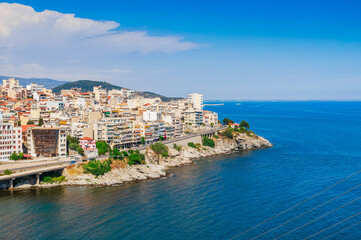 Fototapeta na wymiar Cityscape and sea in Kavala city, Macedonia, Greece, Europe in summer