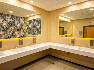 modern interior design in public toilet. public bathroom