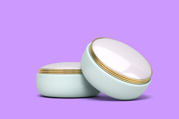unbranded cream jar for presentation mockup 3d render on color background