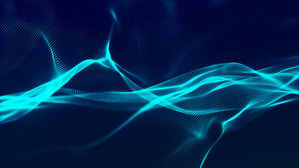 Technology background. Abstract digital particle wave. Futuristic dotted wave. Network connection structure. 3D rendering.