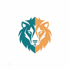 Lion and wolf head logo 