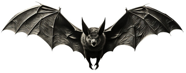 Bat in flight. Wing flap. Isolated transparent background. Generative Ai - obrazy, fototapety, plakaty