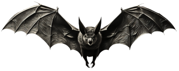 Bat in flight. Wing flap. Isolated transparent background