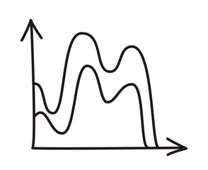 Doodle graph chart icon or logo, hand drawn with thin black line. Png clipart isolated on transparent background
