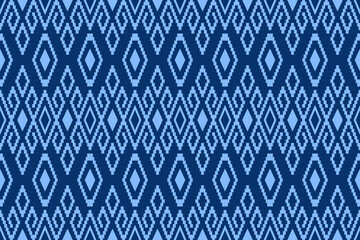 Indigo navy blue geometric traditional ethnic pattern Ikat seamless pattern border abstract design for fabric print cloth dress carpet curtains and sarong Aztec African Indian Indonesian 