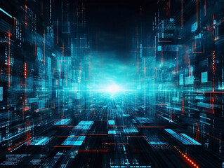 Cyberpunk abstract texnology since space background colors lights AI generated