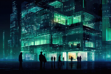 Dynamic Montage of City Lights. Generative AI