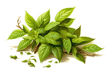 Obraz premium Tea Leaves in Isolation. Generative AI