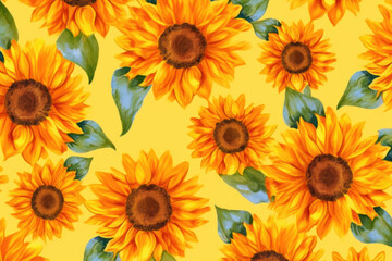 Sunflower Kaleidoscope Pattern. Generative AI