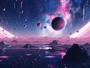 Cyberpunk abstract since space planets background AI generated Space wallpaper