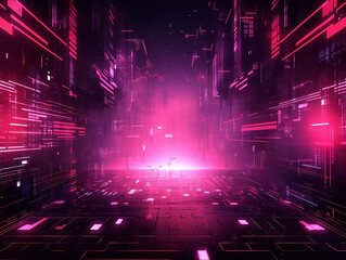 Cyberpunk abstract texnology since space background colors lights AI generated