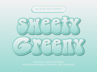 Vector sweety greeny editable text effect font