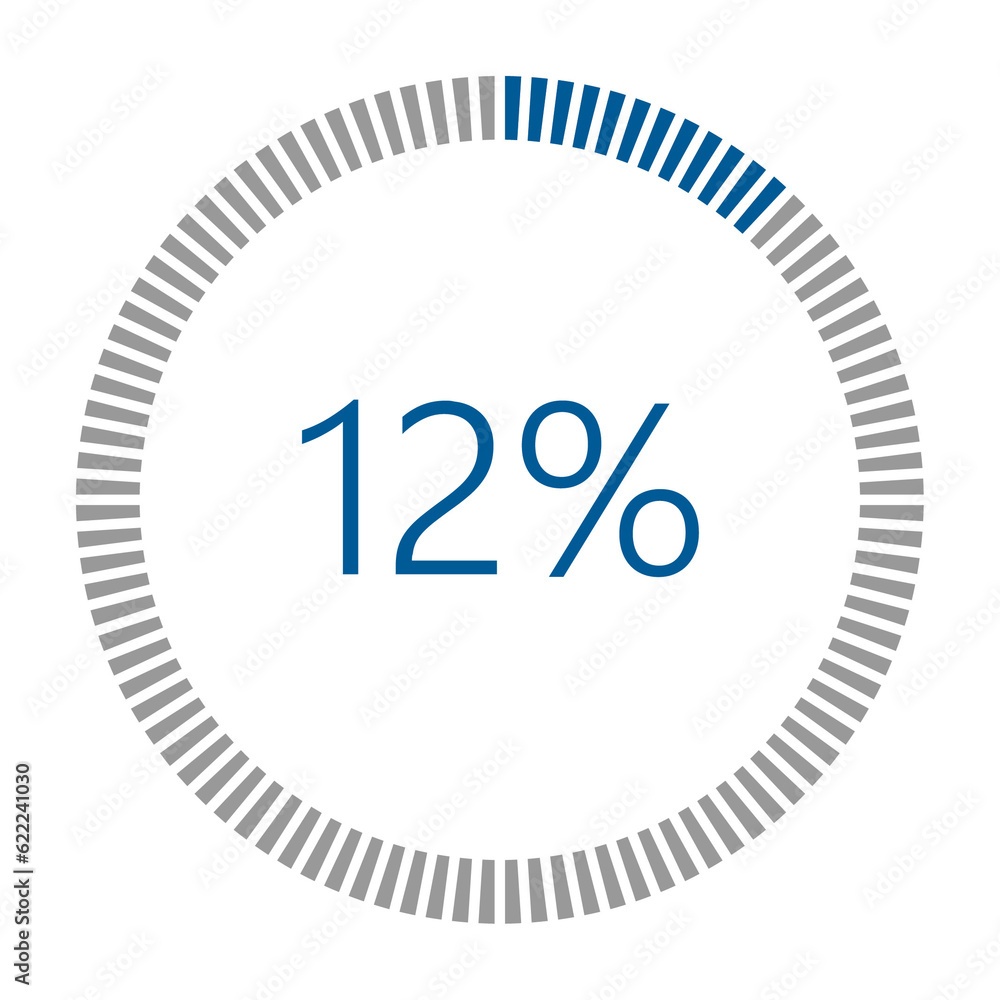 Poster 1-100 percentage meter for report progress, icon loader blue loader indicator.